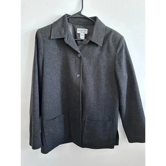 Pendleton Women's Gray 100% Virgin Wool Lined Charcoal Suit Jacket Size 16 - Picture 1 of 5